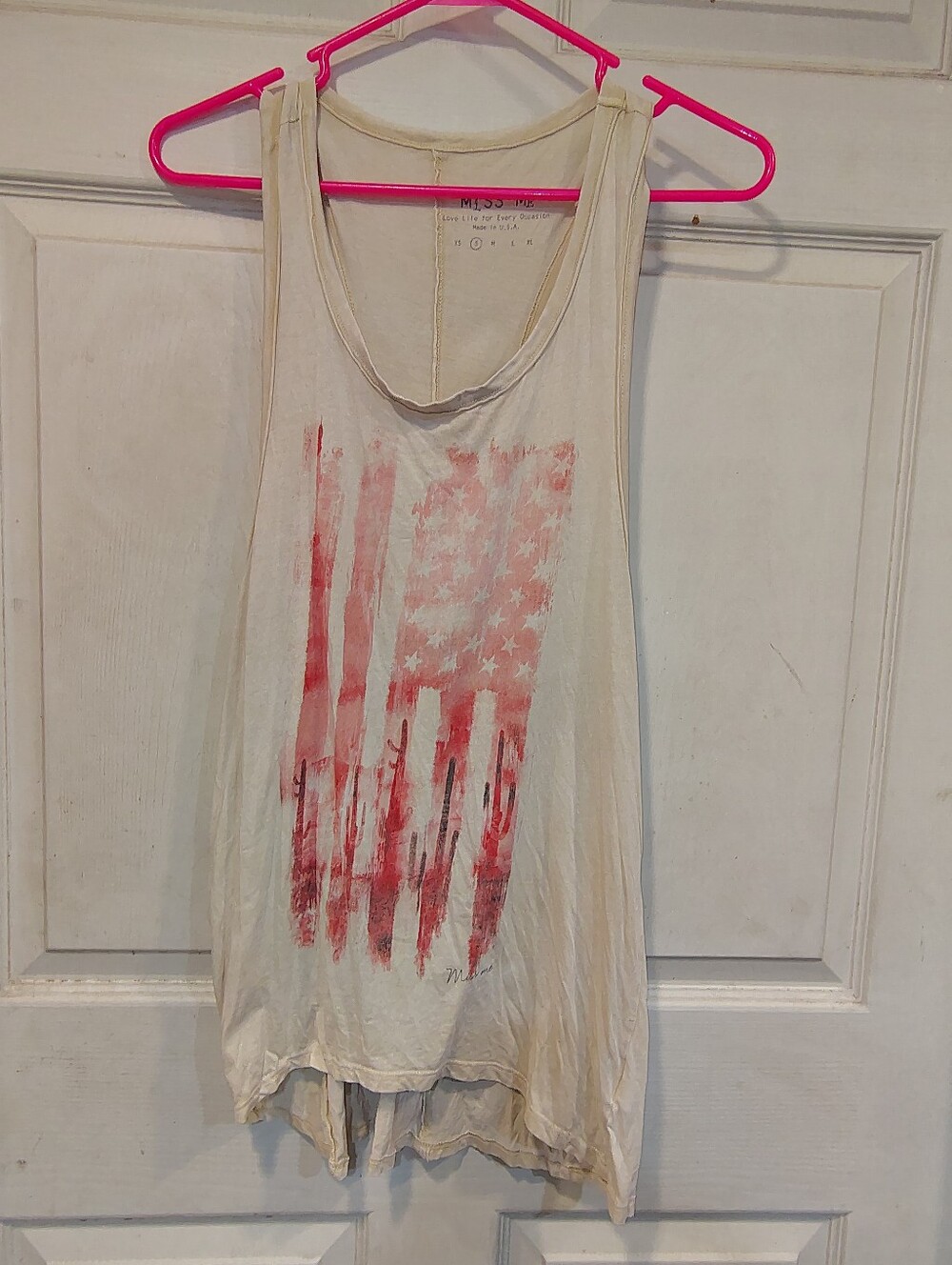 Miss Me Women's Size S Cream Graphic Tank Top